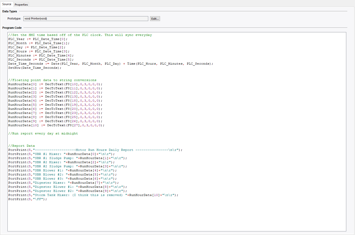 Segment of structured text created in Redlion editor.